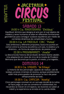 Programa XV Jacetania Circus Festival cartel 2019 - Inmobiliaria Casmar - Pisos, apartamentos en Pirineo